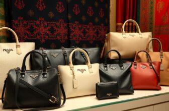 Collection of luxury designer handbags on display.