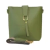 Green leather crossbody bag with detachable strap