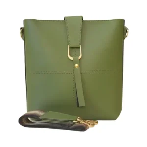 Green leather crossbody bag with detachable strap