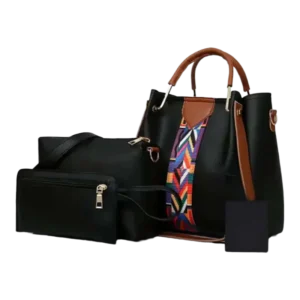 Capri 4-Piece Black Handbag Set for Women