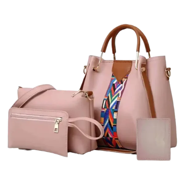 Capri 4-Piece Pink Handbag Set for Women