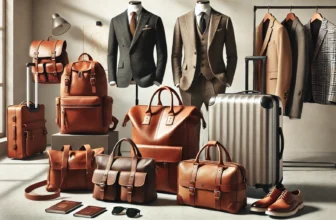Luxury men's fashion: suits, bags, shoes, and luggage.