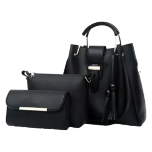 Alexa 3-Piece Black Handbag Set for Women