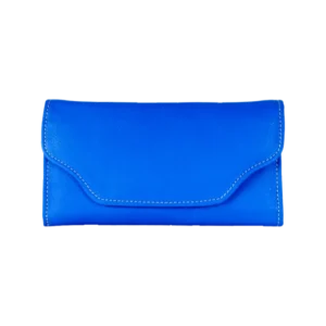 Leather Long Wallet 3 Folds Blue