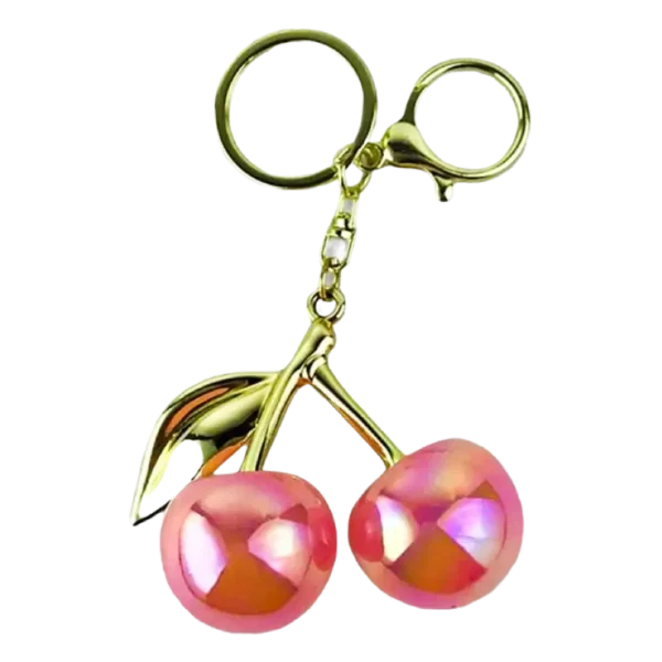 Pink Pearl Cherry Keychain & Bag Charm